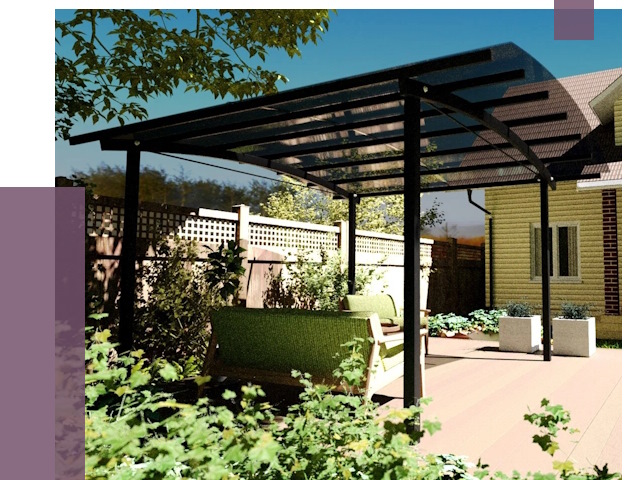 Навесы для террасы в Кирове от 12960 руб. под ключ | ПРОЛЁТ-Кро